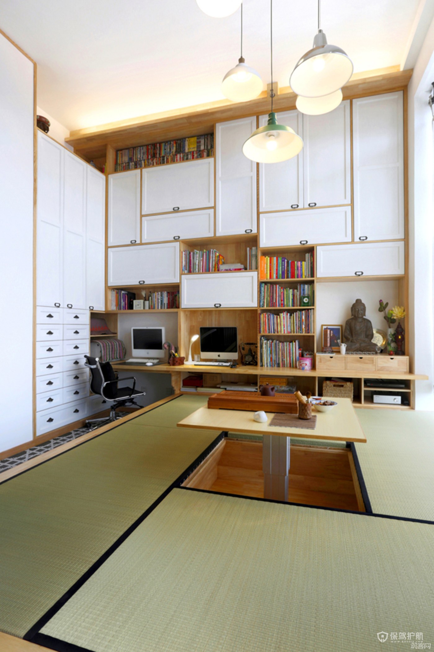日式三居室书房榻榻米装修效果图
