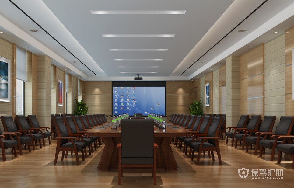 新中式轻奢混搭会议室装修效果图