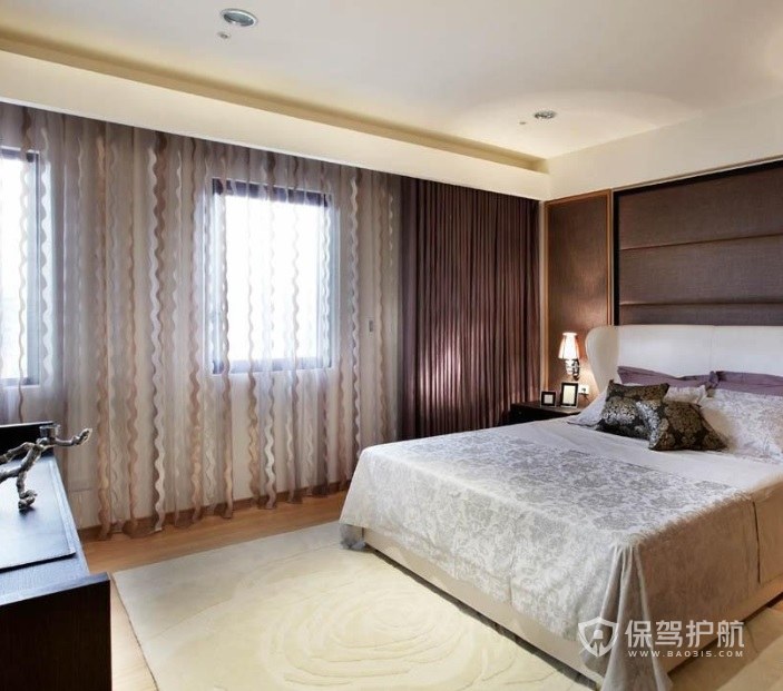 现代中式风格卧室地毯装饰效果图