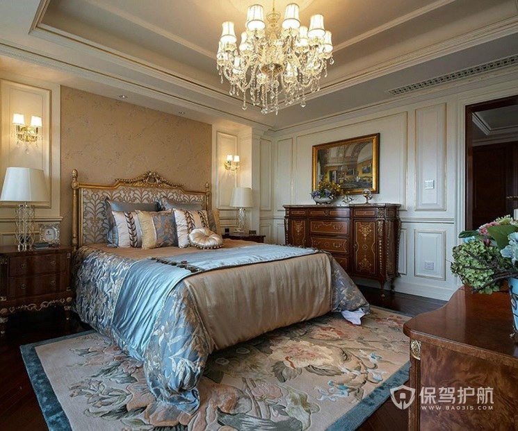 欧式复古风格卧室地毯装饰效果图