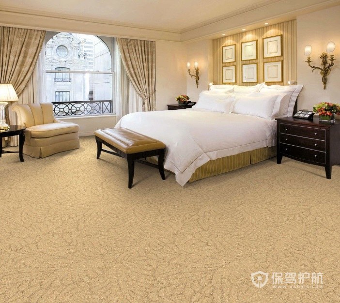 美式别墅大卧室全铺地毯装饰效果图