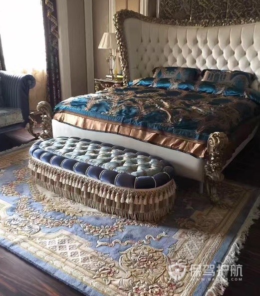 欧式风格卧室丝绸印花地毯装饰效果图