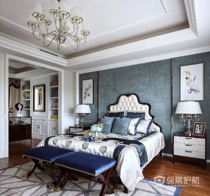 法式风格卧室混纺地毯装饰效果图