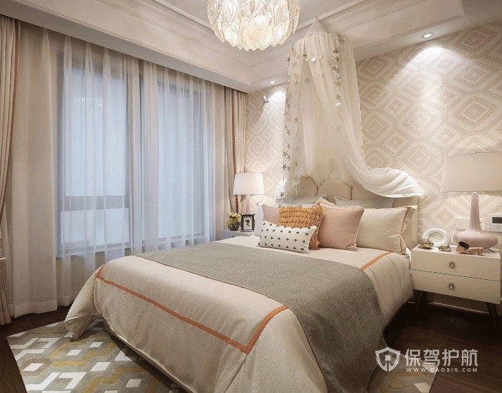 现代温馨风格卧室化纤地毯装饰效果图