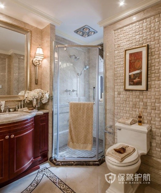 英式古典风卫生间淋浴房安装效果图