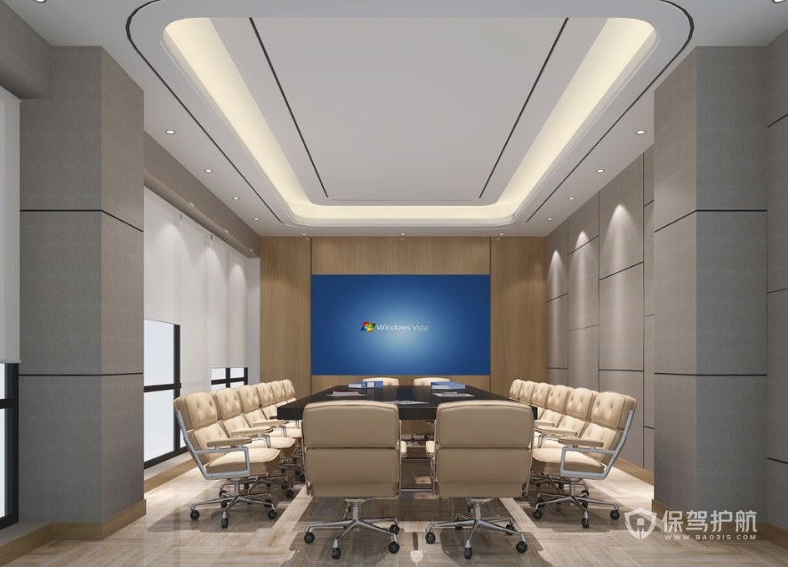 轻奢新中式会议室装修效果图