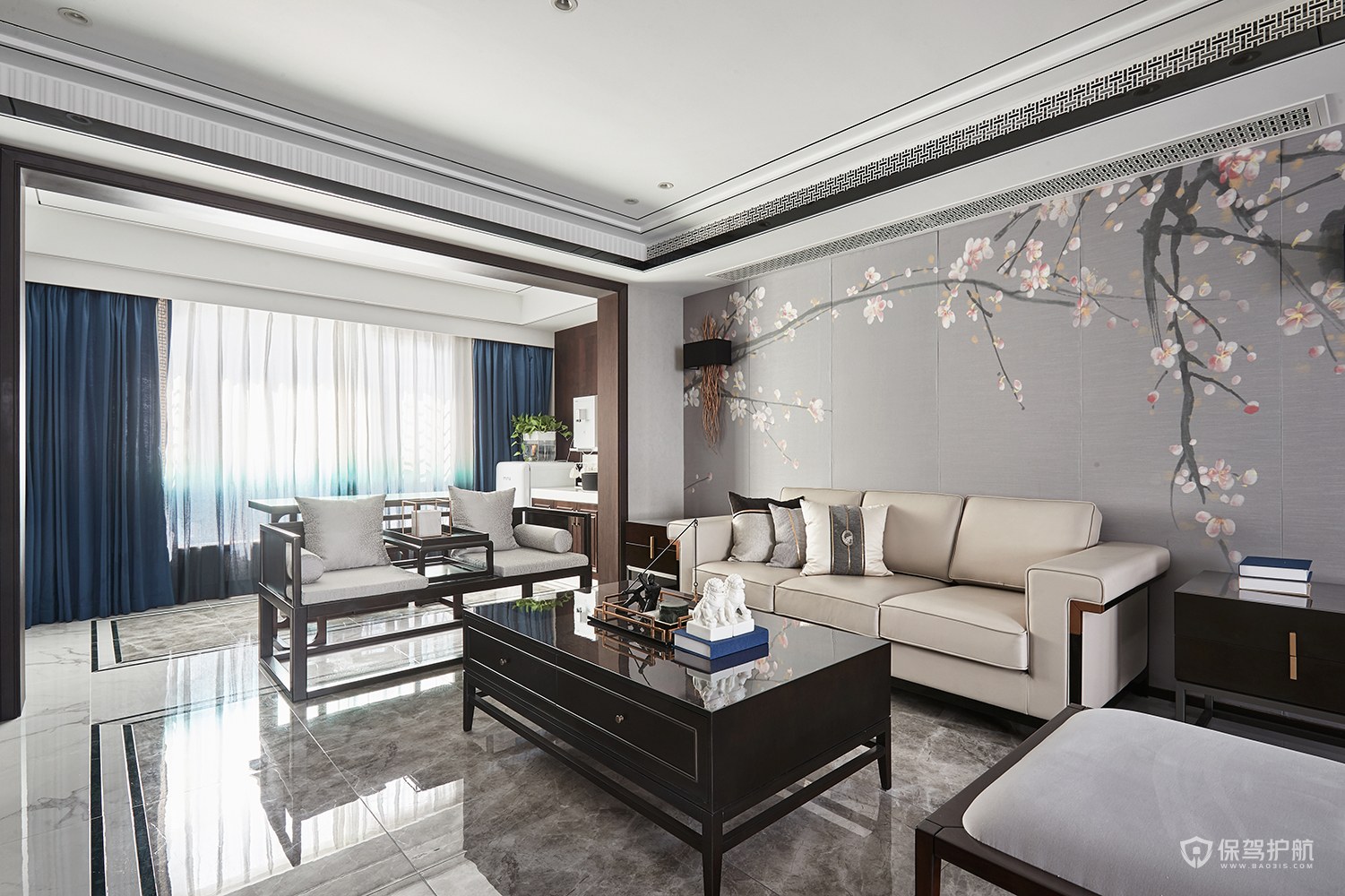 150平新中式三居室客厅装修效果图