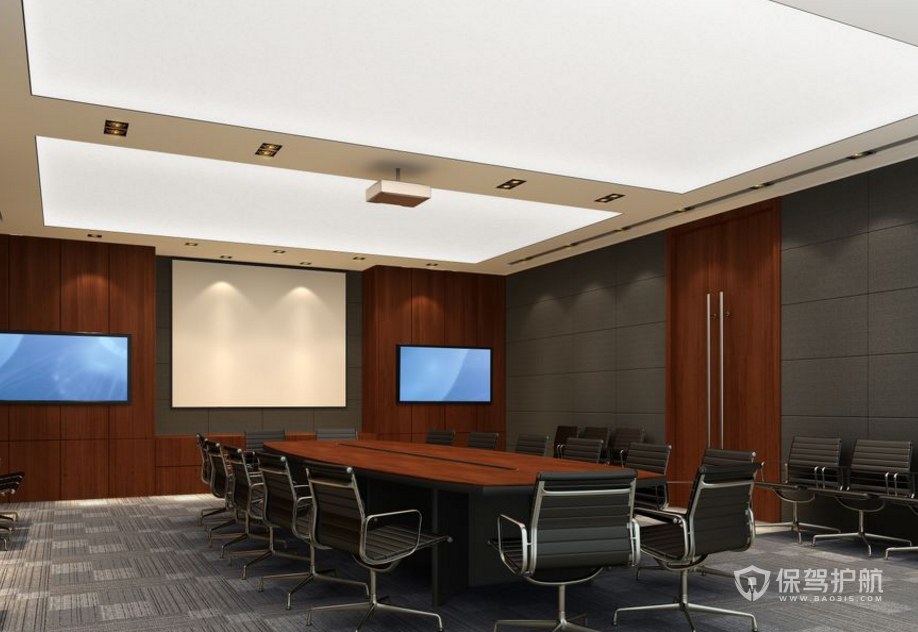 新中式古典多媒体会议室装修效果图