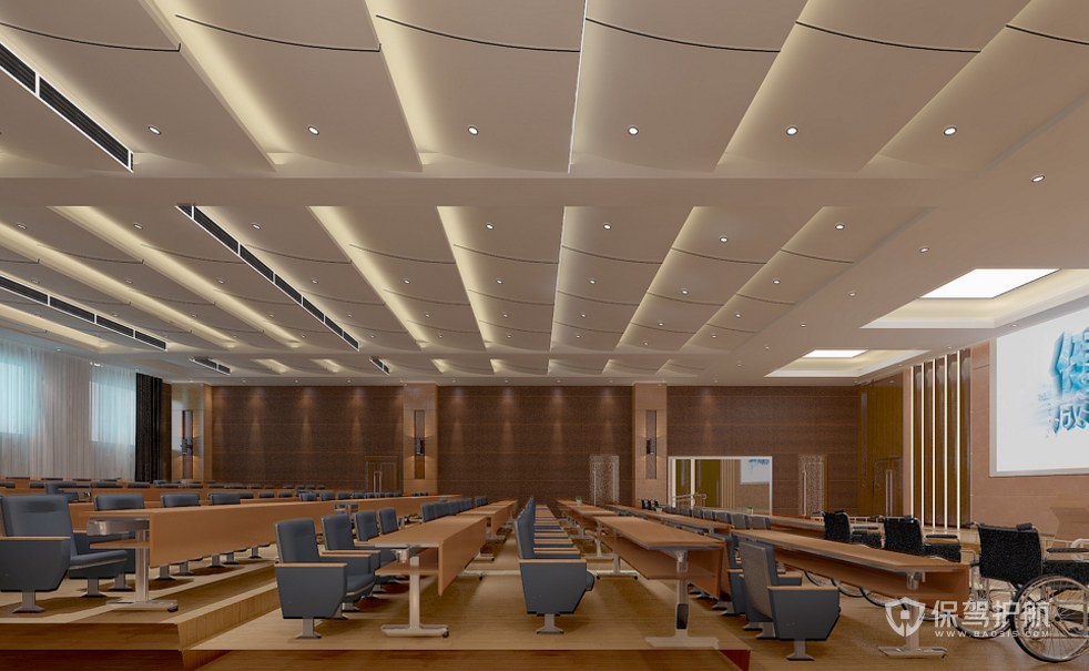 高档原木风大型会议厅装修效果图