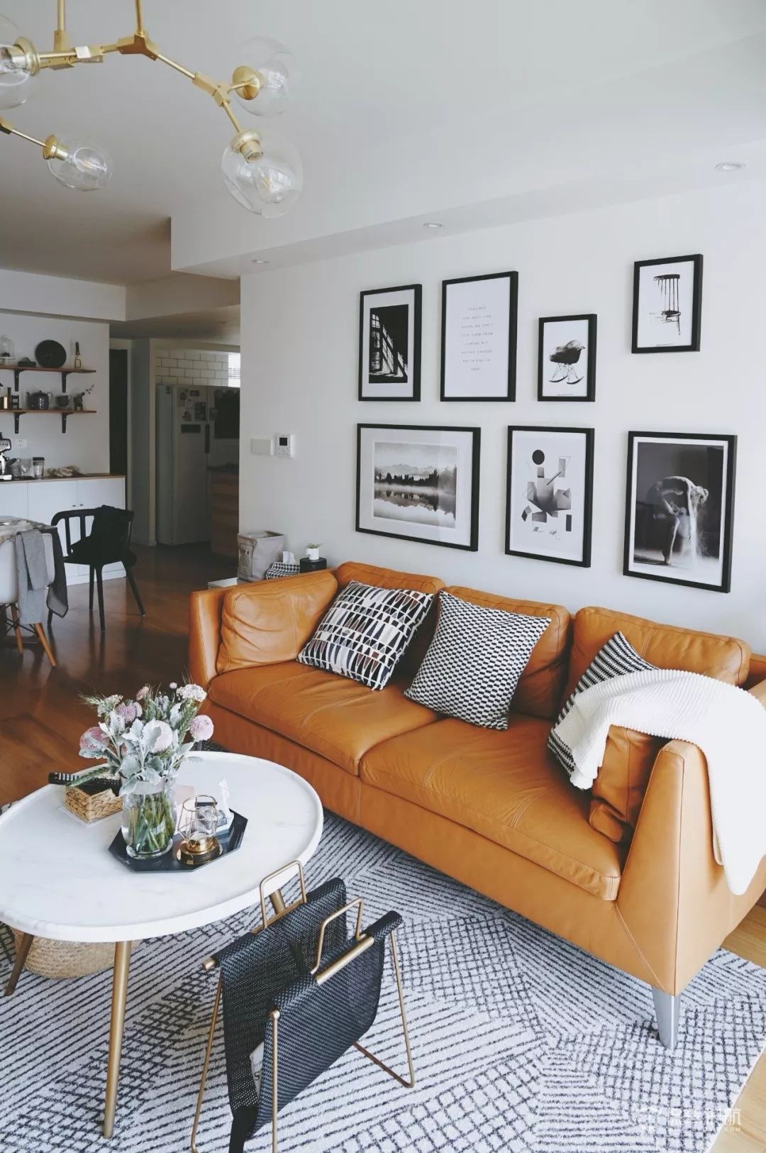 北欧轻奢风二居室客厅沙发装修效果图