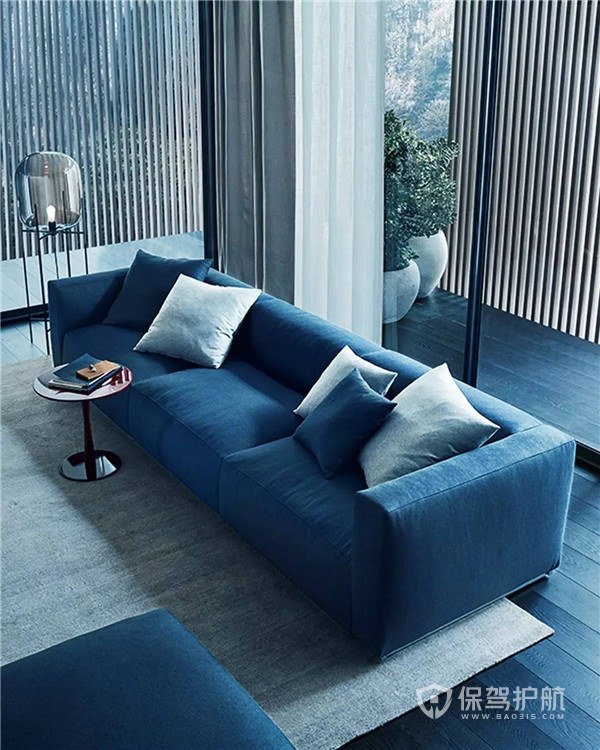 现代风格别墅客厅蓝色沙发装修效果图