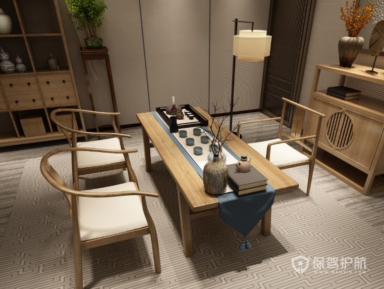 新中式风格茶室地毯装修效果图