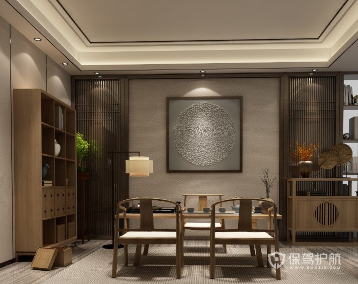 新中式茶室落地灯装修效果图