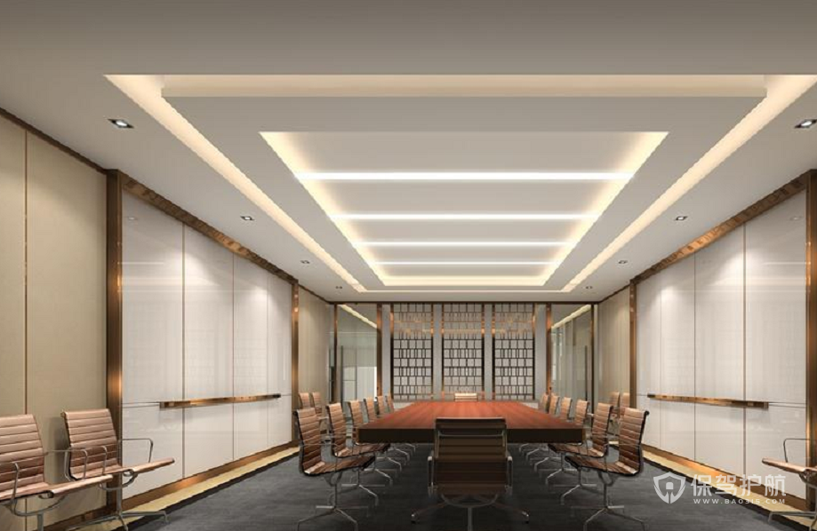轻奢新中式办公会议室装修效果图