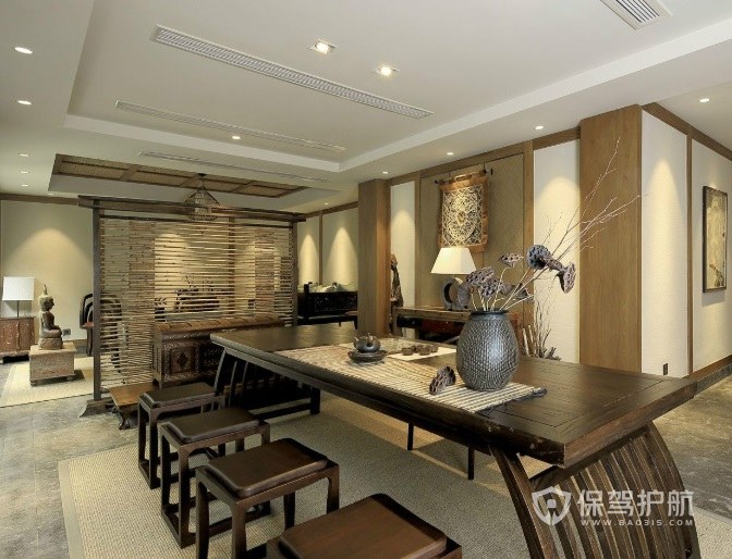 新中式古典风茶室茶桌装修效果图