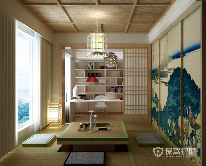 日式中国风茶室灯笼装修效果图