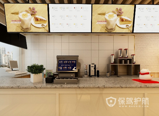 40平日式风格奶茶店吧台装修实景图