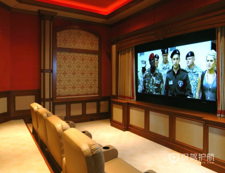 中式家庭电影院背景墙装修效果图