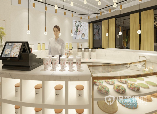 57平现代风格咖啡店收银台装修效果图