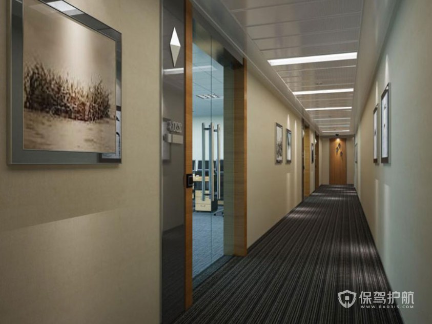 现代风格办公室走廊装修效果图