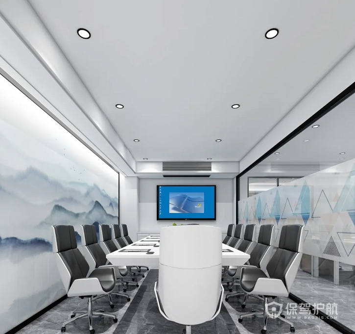 现代新中式办公会议室装修效果图