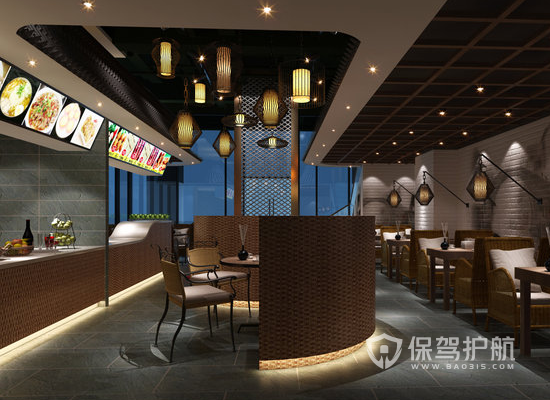 39平米古典风格茶餐厅装修效果图