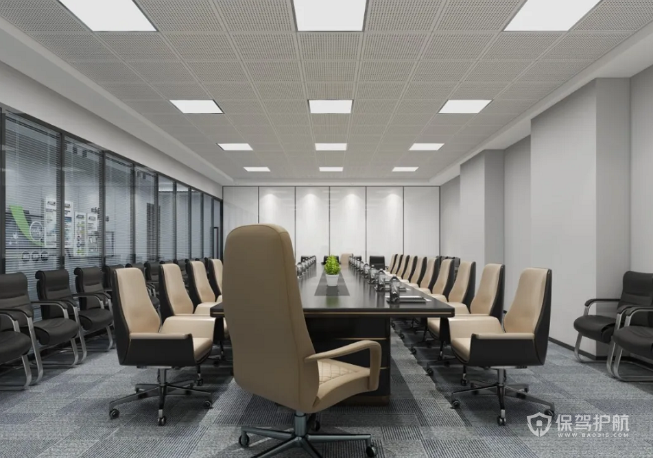 现代极简风办公会议室装修效果图