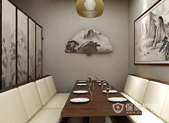 80平中式风格中餐厅装修效果图