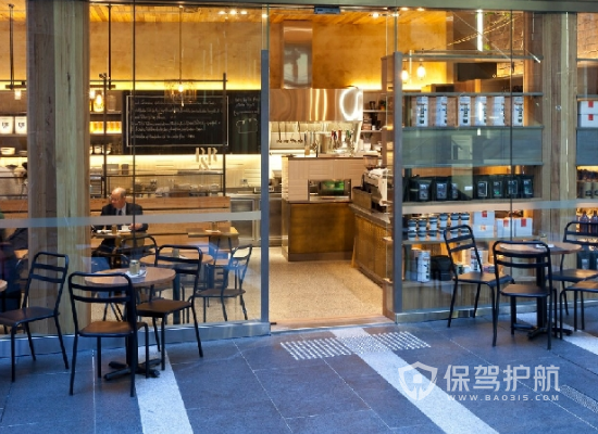 90平美式风格咖啡厅装修实景图