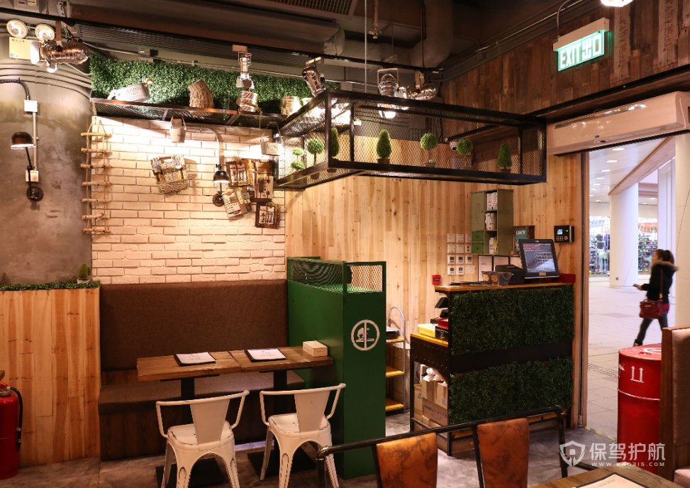 复古工业风咖啡馆收银台装修效果图