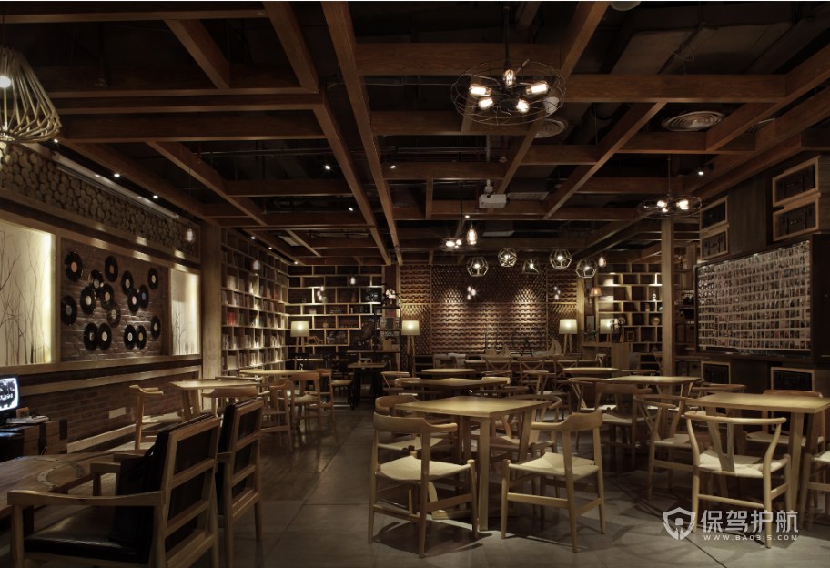 木质复古风咖啡馆装修效果图