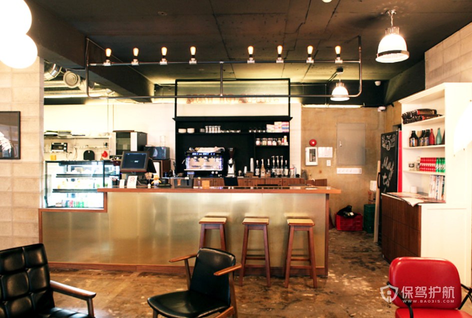 复古古典风咖啡厅收银台装修效果图