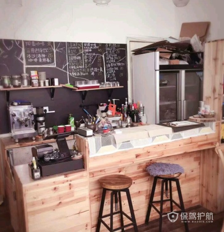 文艺风小咖啡店收银台装修效果图