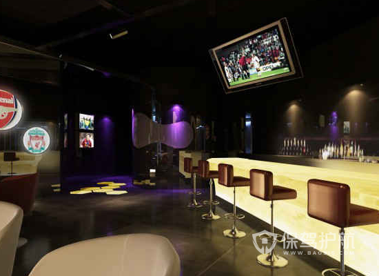 足球主题酒吧吧台装修设计效果图