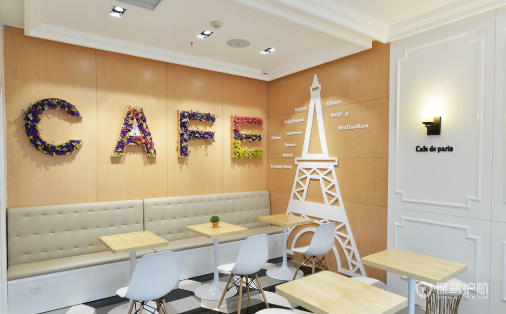 韩式风格咖啡店卡座位置装修效果图
