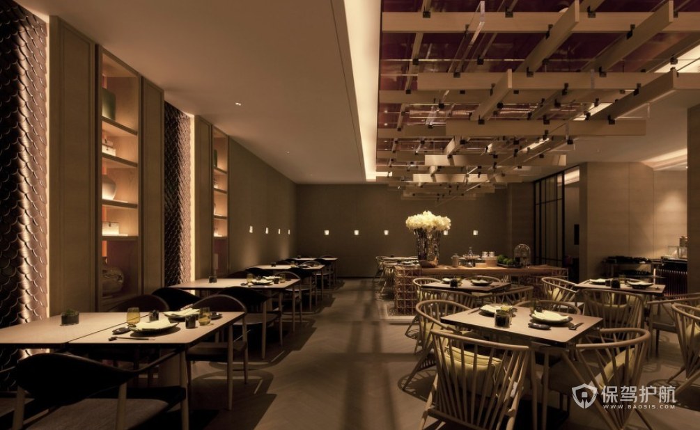 新中式风格酒店就餐餐厅装修效果图