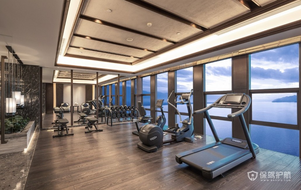 新中式风格海景酒店健身房装修效果图