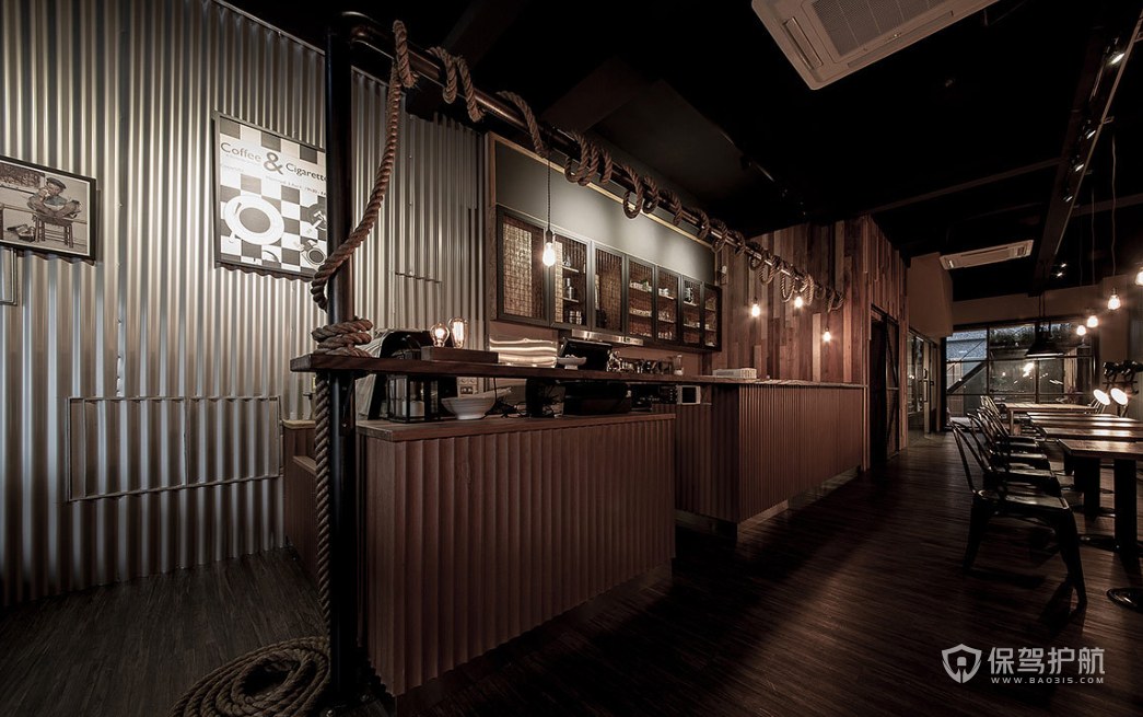 工业风格咖啡厅点单收银台装修效果图