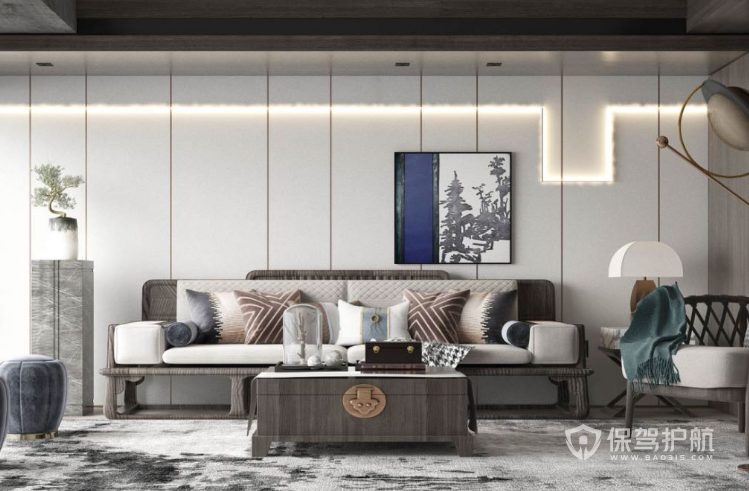 新中式风格沙发背景墙装修效果图