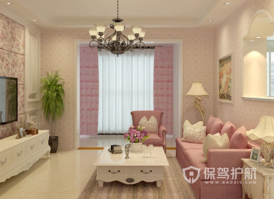 韩式风格三居室客厅飘窗装修效果图
