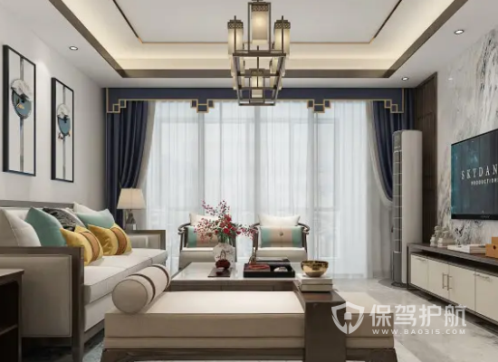 中式风格四居室客厅吊灯设计效果图