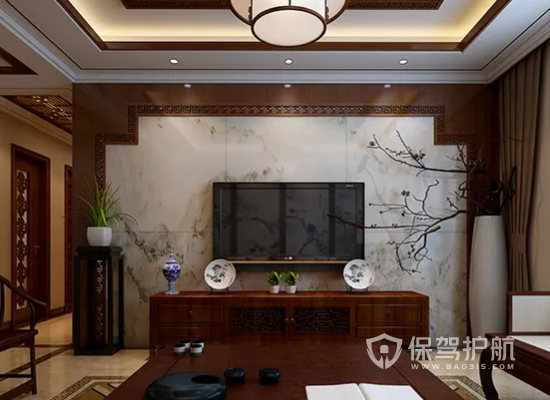 新中式风格四居室电视背景墙装修效果图