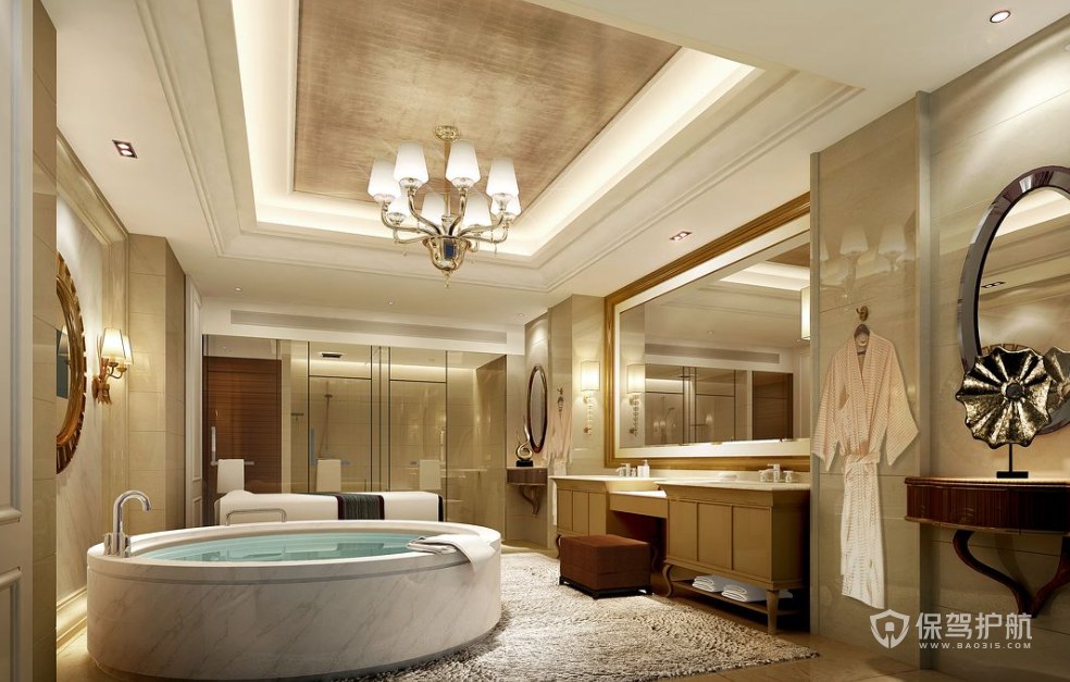 古典中式风格酒店客房浴室装修效果图