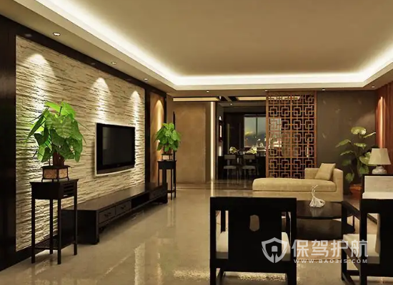 中式古典风格三居室电视背景墙装修效果图