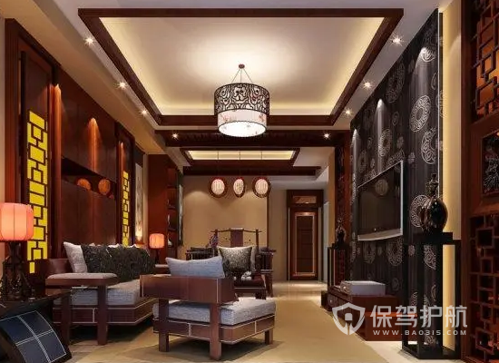 中式古典风格两居室客厅吊灯设计效果图