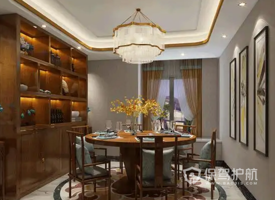 中式古典风格三居室餐厅吊灯设计效果图