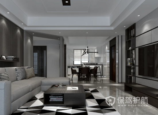 黑白灰现代风格客厅装修设计效果图