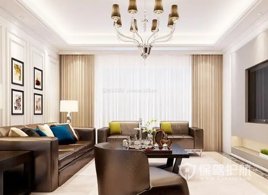 现代简约风格三居室客厅组合沙发布局效果图