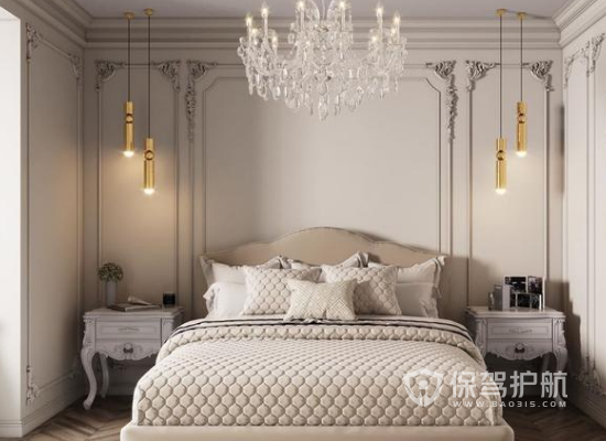 法式现代风格三居室卧室装修实景图