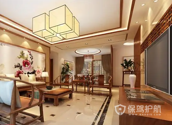 中式风格别墅客厅装饰设计效果图